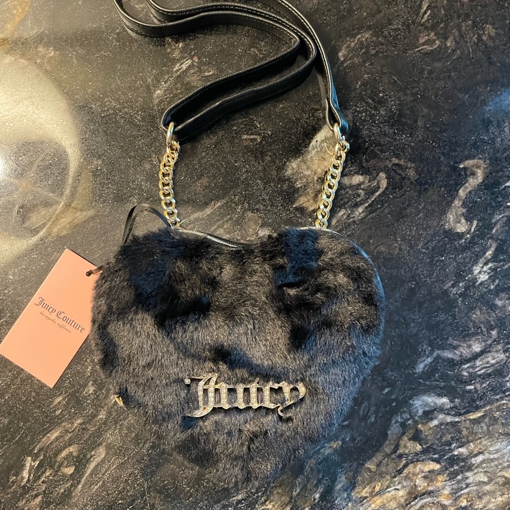 💖Juicy Couture Black Licorice Fluffy Crossbody